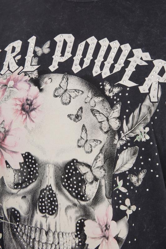 Curve Black Acid Wash 'Girl Power' Slogan Graphic T-Shirt_S.jpg
