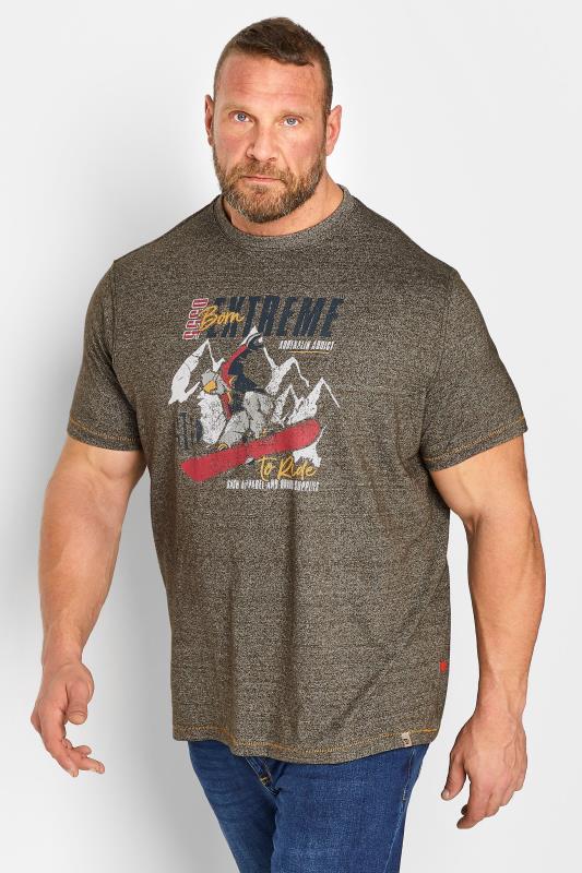 Men's  D555 Big & Tall Grey Extreme Ski Print T-Shirt
