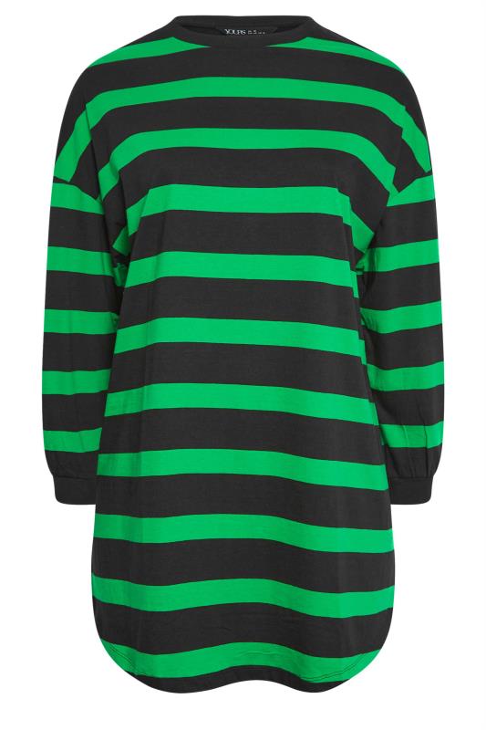 YOURS Plus Size Black & Green Oversized Stripe Tunic Dress | Yours Clothing 6
