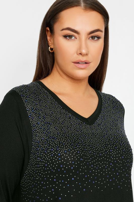 YOURS Plus Size Black Stud Embellished Top | Yours Clothing 4