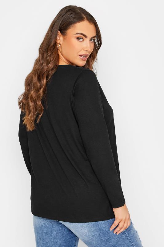 YOURS Plus Size Black Long Sleeve Essential T-Shirt | Yours Clothing 3