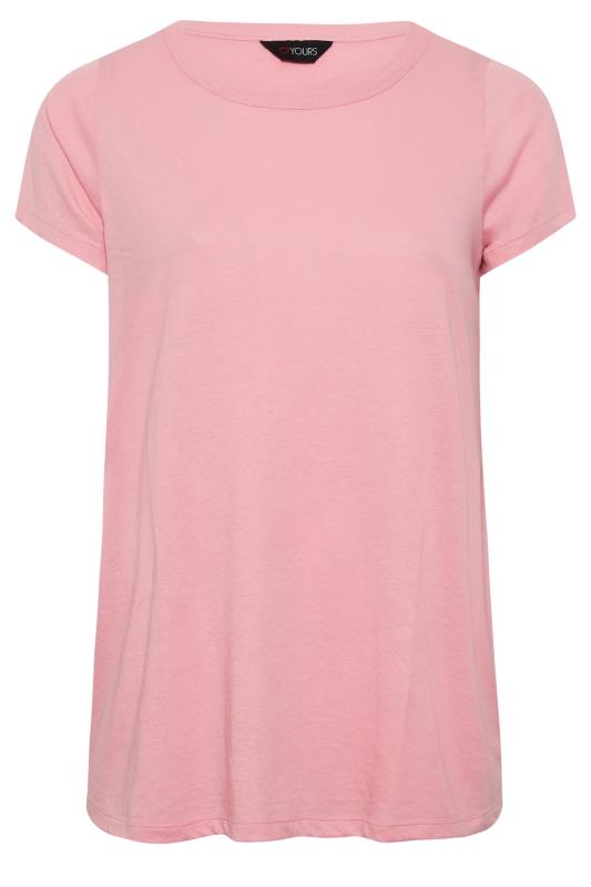 Curve Plus Size Light Pink Essential Short Sleeve T-Shirt | Yours Clothing  5