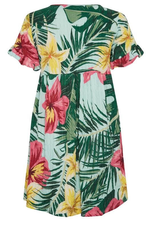 YOURS Curve Green Tropical Floral Print Smock Tunic Dress | Yours Clothing 7