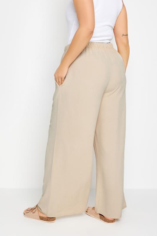 YOURS Plus Size Beige Brown Twill Wide Leg Trousers | Yours Clothing 3