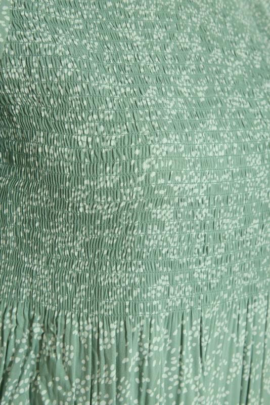 Curve Sage Green Spot Print Shirred Short Sleeve Top 5