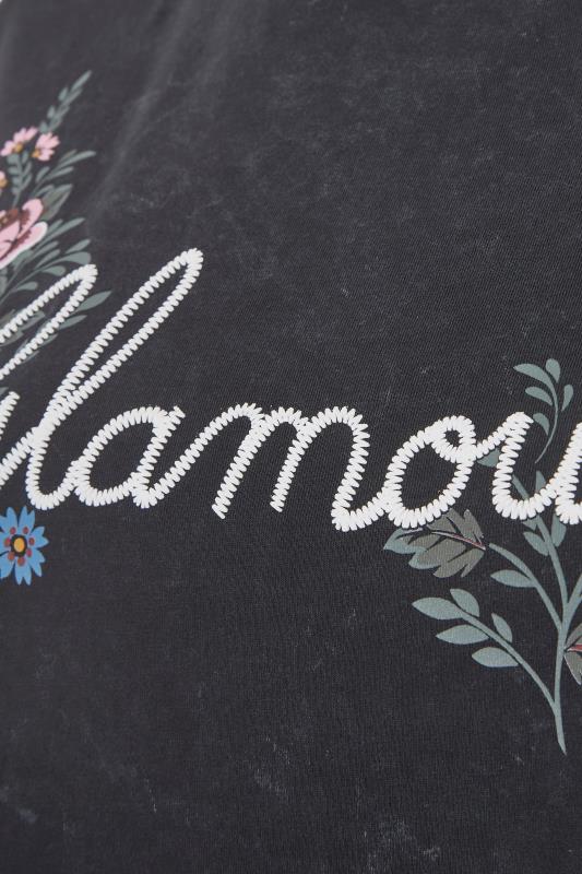 Curve Black 'Glamour' Slogan Print Embroidered Top 5