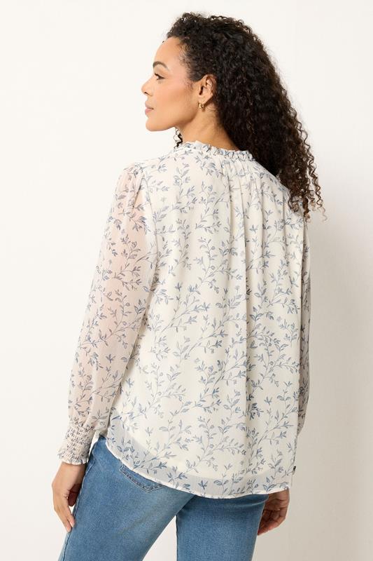 M&Co White & Blue Leaf Print Tie Neck Blouse | M&Co 2