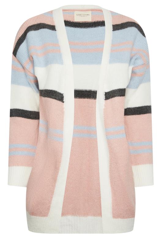 YOURS Plus Size Pink Colour Block Striped Cardigan | Yours Clothing 7