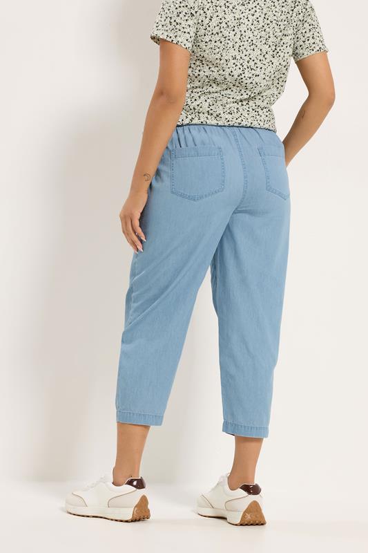 M&Co Petite Blue Lightwash Denim Cropped Cotton Trousers | M&Co 2