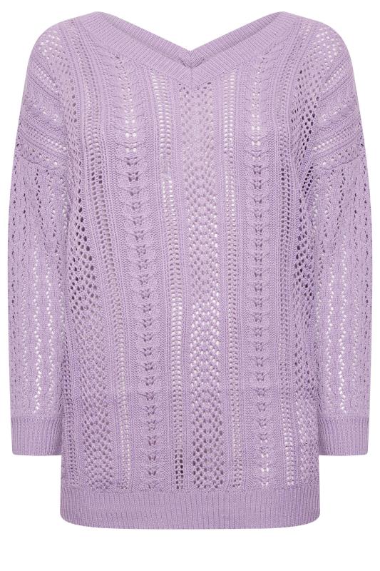 Curve Plus Size Lilac Purple V-Neck Knitted Jumper | Yours Clothing  6