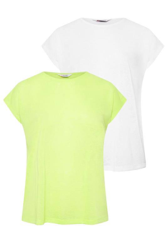 YOURS Curve Plus Size 2 PACK Lime Green Linen Look T-Shirt | Yours Clothing  7