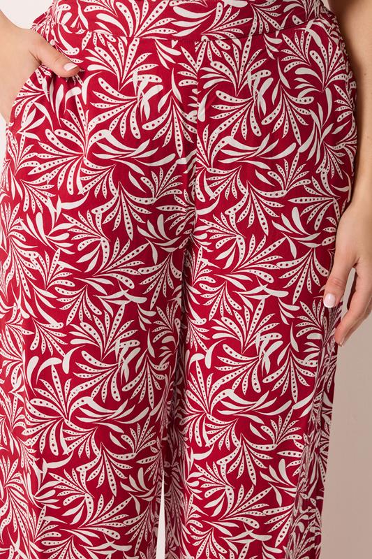 LTS Tall Women's Red Leaf Print Wide Leg Trousers | Long Tall Sally 4