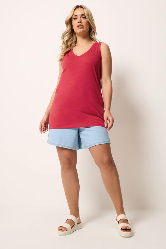 YOURS Plus Size Red V-Neck Core Vest Top | Yours Clothing 1