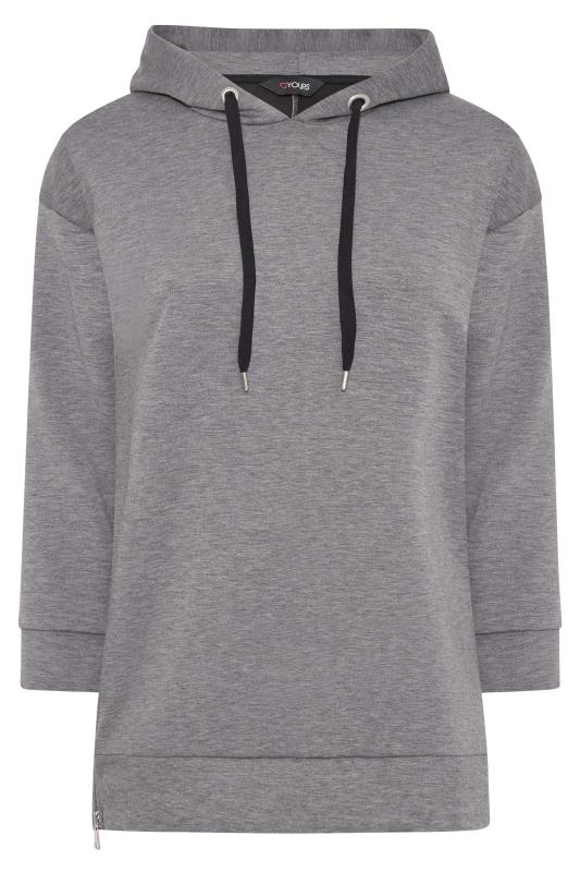 Plus Size Grey Marl Side Zip Hoodie | Yours Clothing 6