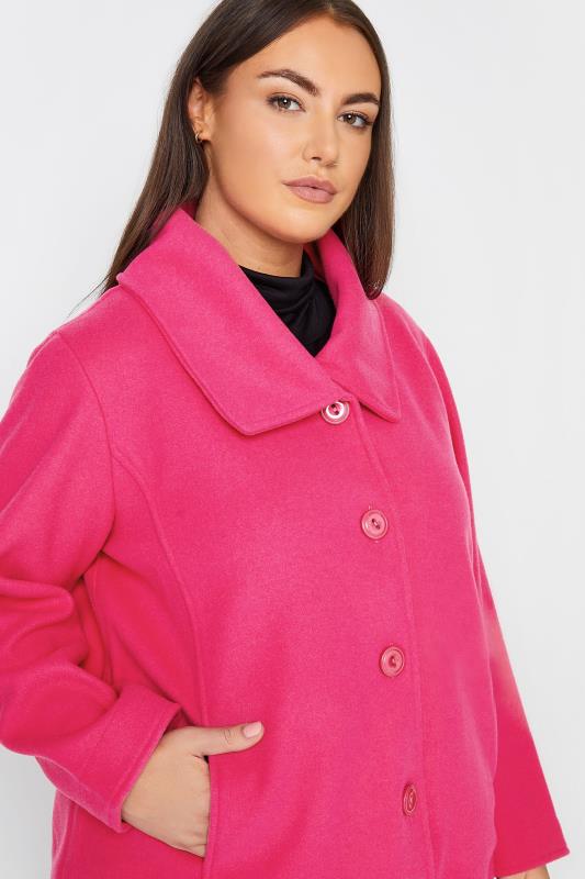 Manon Hot Pink Button Formal Coat | Evans  4