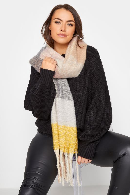 Grey Check Print Super Soft Scarf | Yours Clothing 1