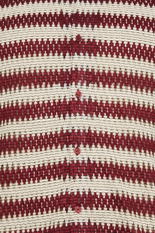 BadRhino Big & Tall  Red Textured Crochet Short Sleeve Shirt | BadRhino 5
