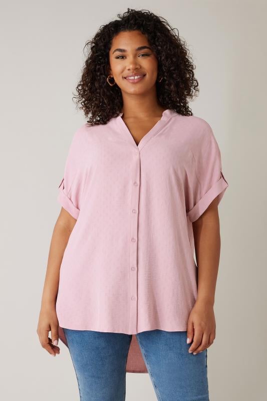 EVANS Plus Size Baby Pink Short Sleeve Blouse | Evans 1