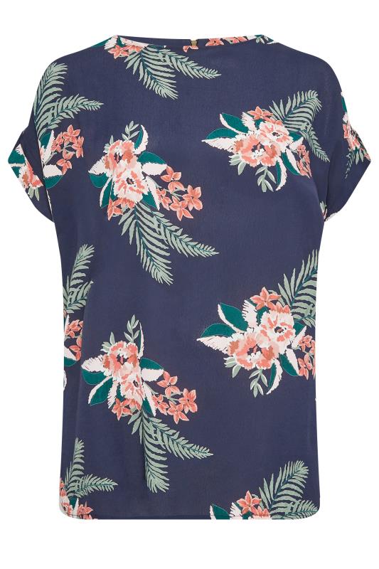 YOURS Plus Size Navy Blue Tropical Print Zip Back Oversized Top | Yours Clothing 6