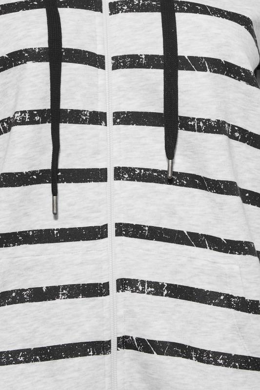 Plus Size Grey Stripe Print Zip Hoodie | Yours Clothing 5