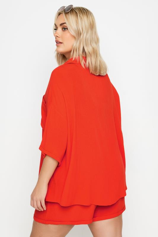 LIMITED COLLECTION Plus Size Red Crinkle Shirt | Yours Clothing 5