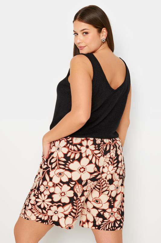 YOURS Plus Size Black Floral Print Woven Shorts | Yours Clothing 3