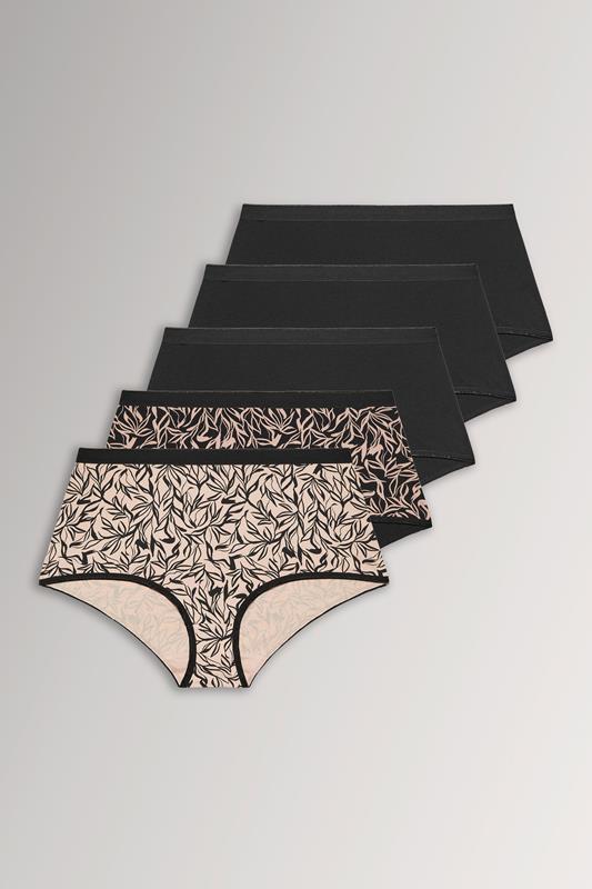  YOURS Juego 5 bragas negras y nude de hojas