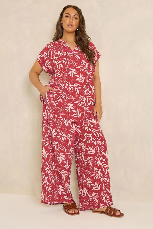 EVANS Plus Size Set Orange Leaf Print | Evans 2