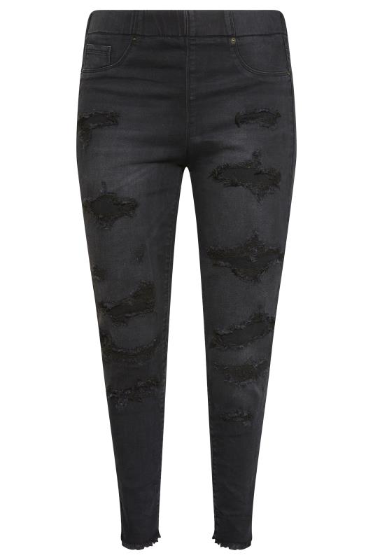 Plus Size YOURS FOR GOOD Black Rip & Repair JENNY Jeggings | Yours Clothing 5