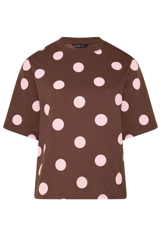  LIMITED COLLECTION chocoladebruin T-shirt met stippen