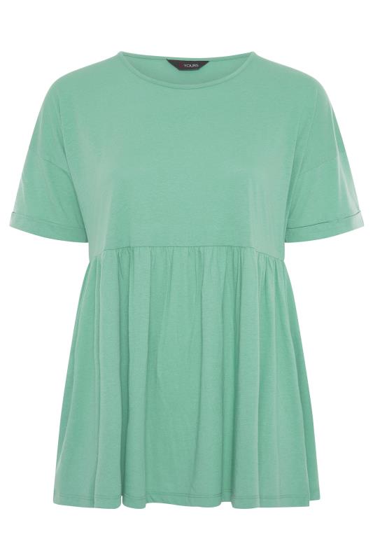 Plus Size Green Peplum Drop Shoulder Top | Yours Clothing 6