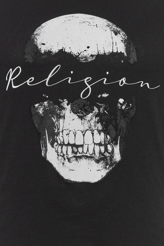 RELIGION Big & Tall Black Split Skull Printed T-Shirt | BadRhino 2
