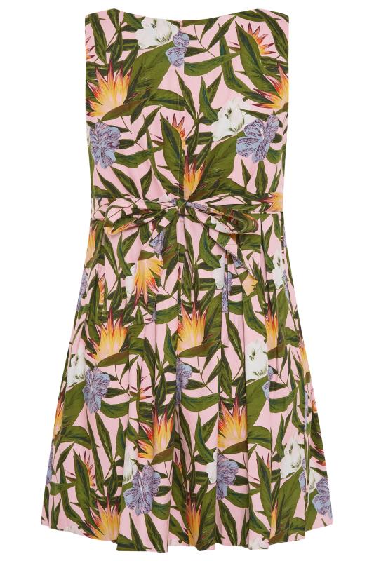 Plus Size Pink Leaf Print Skater Dress | Yours Clothing 7