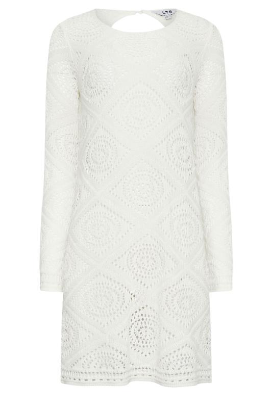 LTS Tall Women's Ivory White Crochet Mini Beach Dress | Long Tall Sally 5