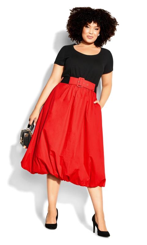 Plus Size  Evans Black & Red Skater Dress