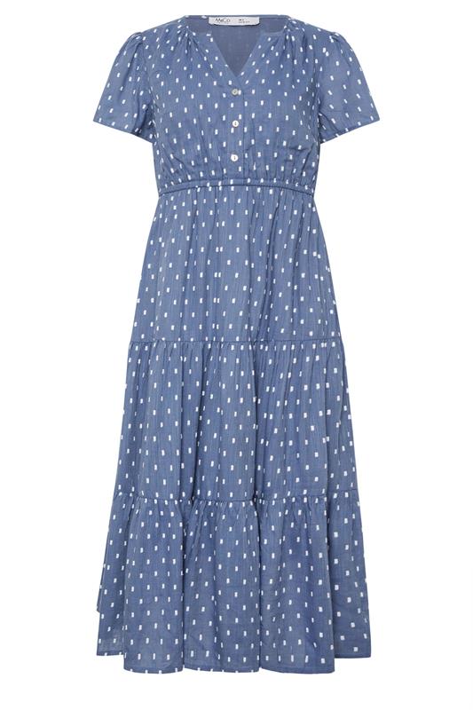 M&Co Petite Blue Dobby Tiered Maxi Dress | M&Co 5