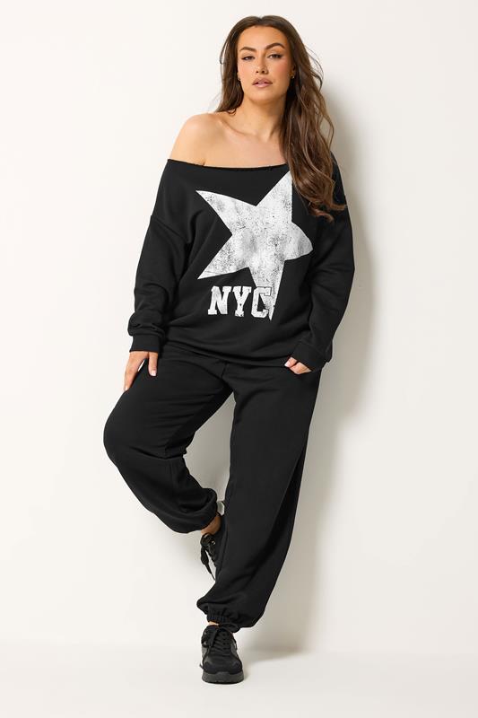  YOURS conjunto de sudadera holgada NYC y jogger negro