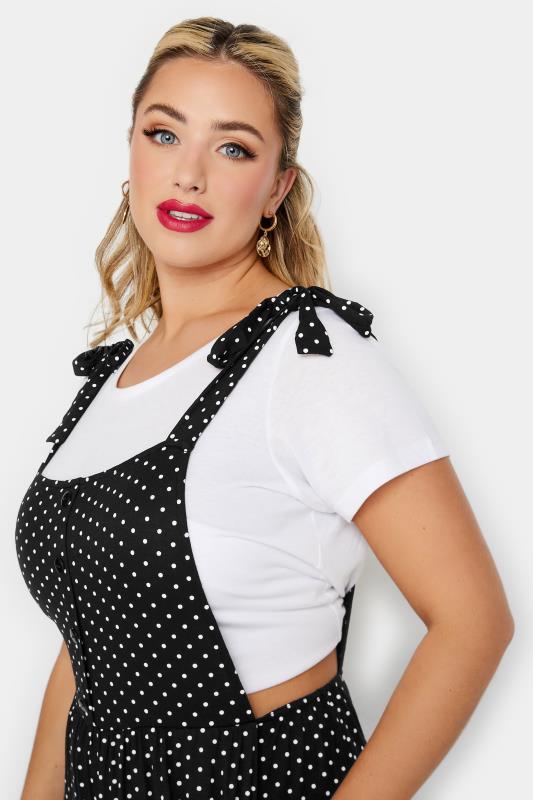 LIMITED COLLECTION Plus Size Curve Black Polka Dot Culotte Dungarees | Yours Clothing  4