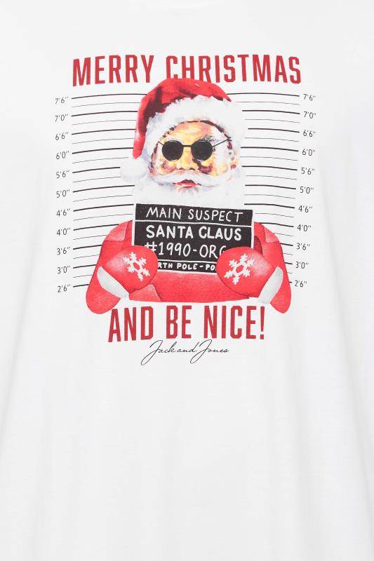 JACK & JONES Big & Tall White Christmas Mugshot T-Shirt | BadRhino 2