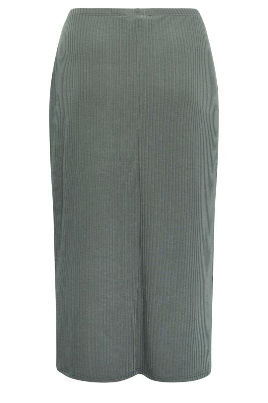 YOURS Plus Size Sage Green Ribbed Midi Skirt | Yours Clothing 7