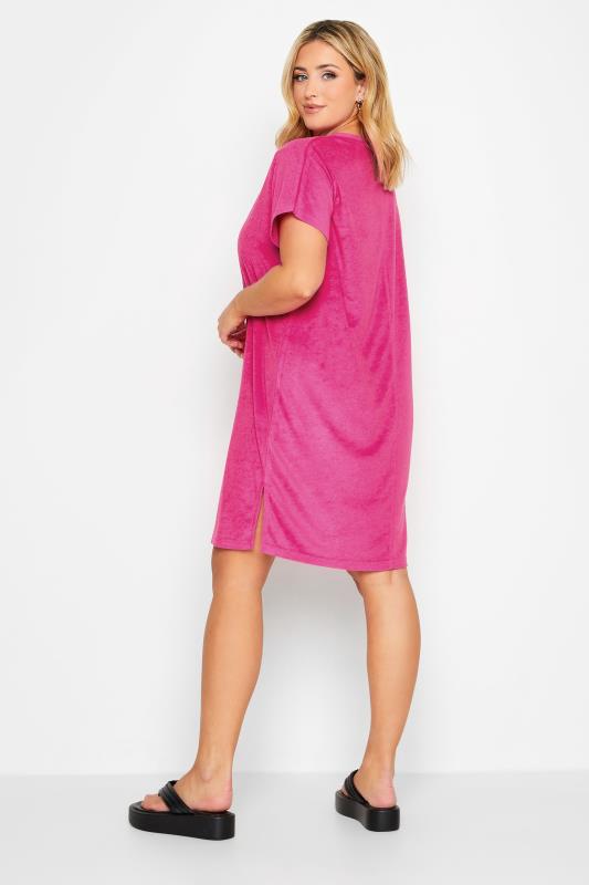YOURS Plus Size Pink Towelling T-Shirt Dress | Yours Clothing 4