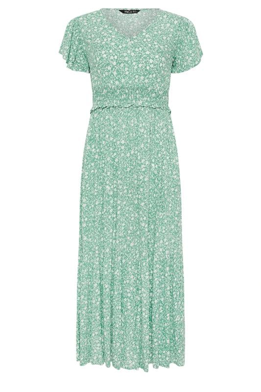 M&Co Petite Green Floral Print Shirred Waist Maxi Dress | M&Co 5