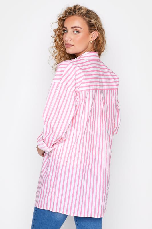LTS Tall Pink Stripe Oversized Cotton Shirt 3