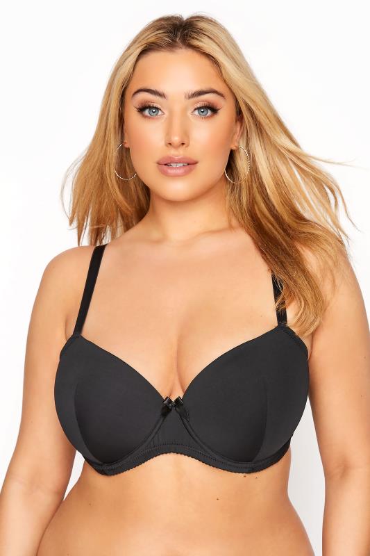 Plus Size 2 Pack Black Pinstripe Padded Underwired T-Shirt Bras | Yours Clothing 4