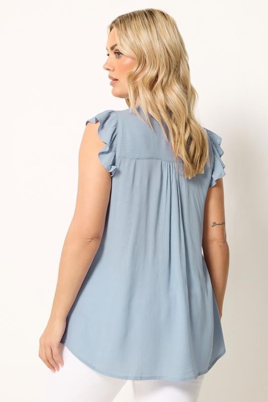YOURS Plus Size Blue Sleeveless Pintuck Top | Yours Clothing 2