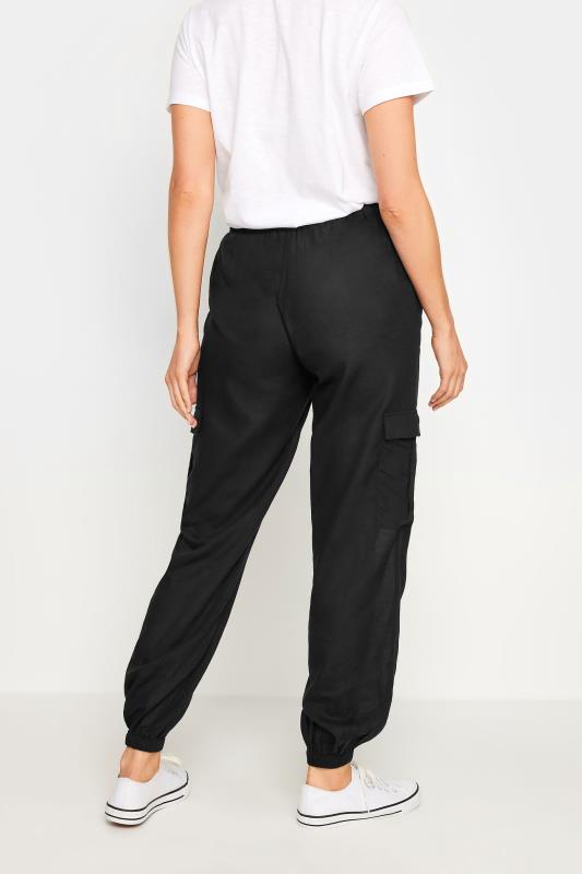 LTS Tall Black Linen Cargo Trousers | Long Tall Sally 3