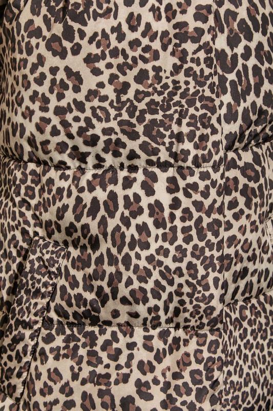 LTS Tall Beige Brown Animal Print Longline Puffer Coat 6