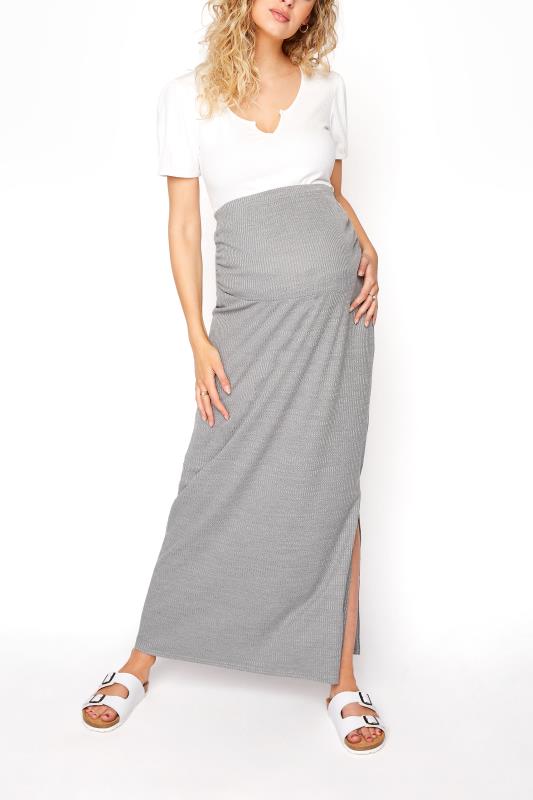 LTS Maternity Grey Ribbed Maxi Skirt_A.jpg