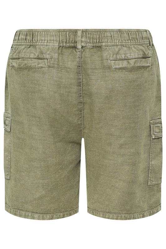 BadRhino Big & Tall Khaki Green Washed Cotton Slub Cargo Shorts | BadRhino  7