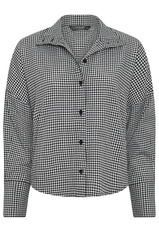 PixieGirl Petite Women's Black Gingham Funnel Neck Shirt| PixieGirl 5